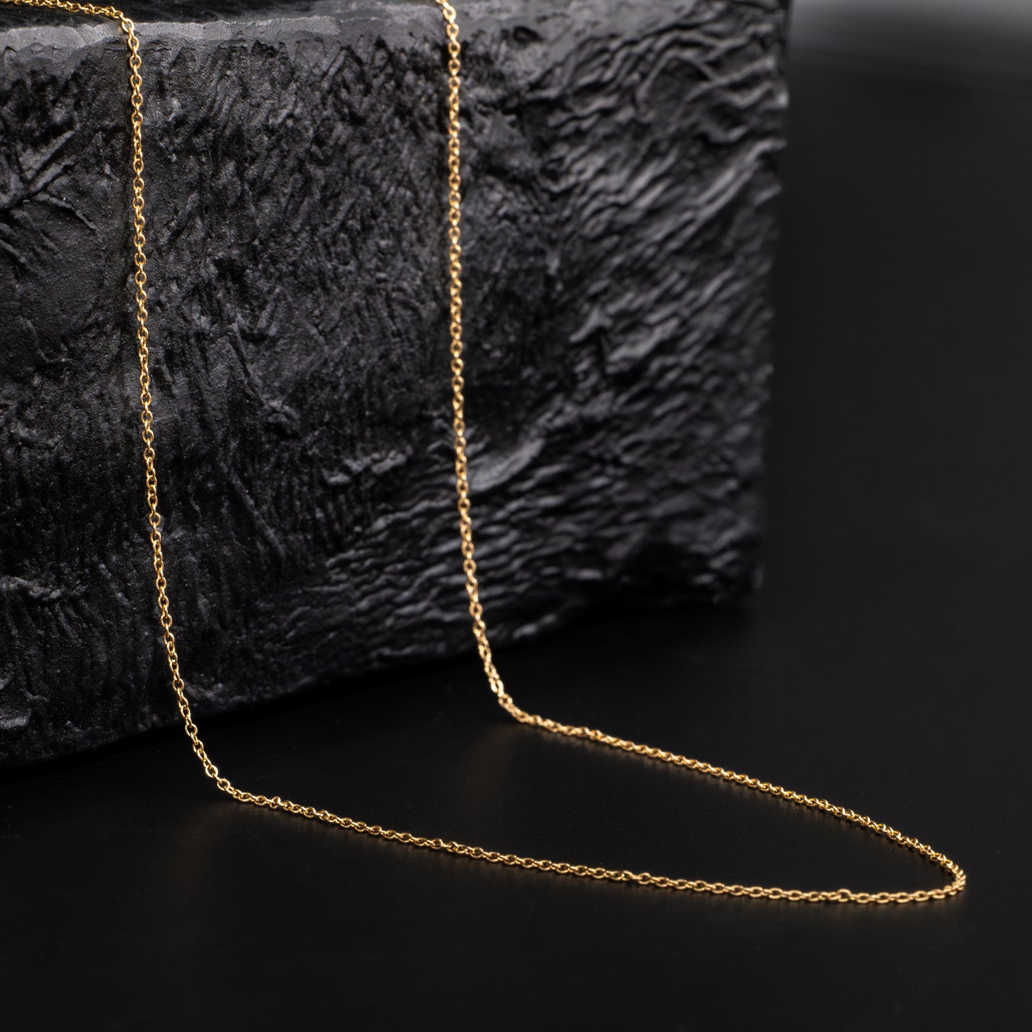 Flat cable gold chain - 18k yellow gold - 40cms